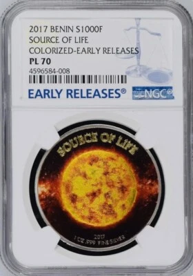 2017 Source of Life Sun 1oz .999 Benin Republic NGC PL70 Early Releases 2000! - Image 1 of 4