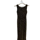 NWT Bisou Bisou Michelle Bohot Black Gold Metallic Printed Maxi Dress Womens 4
