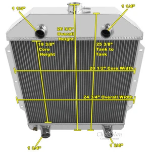 3 Row Western Champion Radiator for 1949 - 1953 Ford Cars Flathead Configuration - Picture 1 of 7
