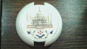 Taj Mahal Marble Coaster with Mother of Pearl Inlay 3.5" Wide set off 6 - Picture 1 of 8