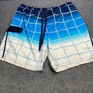 Cascade Mens XL Blue White Sport Swim Trunks Mesh Lining Tropical - Picture 1 of 7