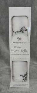 Neue tolle Baby Musselin Swaddle Decke mit Zebras - Bild 1 von 1