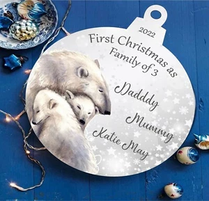 First Christmas As Mummy Daddy Tree Bauble Personalised Babys 1St Xmas Gift - Picture 1 of 4