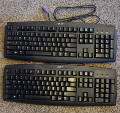 Lot of 2 ACER BLACK HARDWIRED KEYBOARD MODEL NAME SK-1688 pre-owned Tested - Image 1 of 4