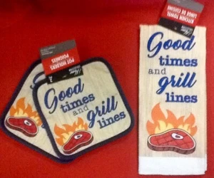BBQ Grilling Cookout Accessories set Towel Potholder pair Steak Barbecue Chicken - Bild 1 von 3