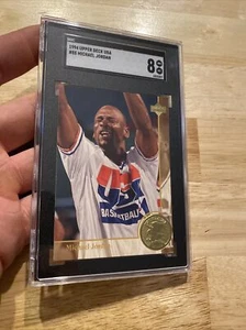 Michael Jordan GOLD SGC 8 Upper Deck #85 USA INVEST Against INFLATION 1994 GIFT - Picture 1 of 12