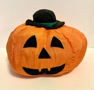 Vintage Halloween Nylon Stuffed Pumpkin Jack-o-Lantern Puffy 10” Carlmax Co. EUC - Picture 1 of 10