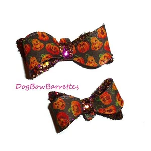 Arcos para perros ~ moño ondulado calabaza de Halloween, pasador moño brillo pinzas para el pelo para - Imagen 1 de 3