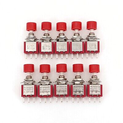 10Pcs MTS-102M Momentary Snap-Acting 3-Pin SPDT 6mm Panel Mount Mini Push Button • 7.40$