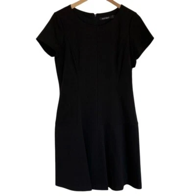 Ellen Tracy Little Black Dress Career Womens Size 12P  Black Knit Fit Flare - Image 1 of 4