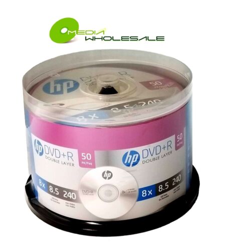 50 Hp 8X Blank Dvd+R Dl Dual Double Layer 8.5Gb Logo Branded Media Disc Real Hp