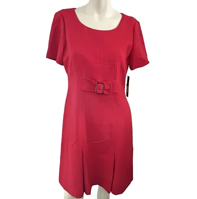Alex Marie 连衣裙女式 8 红色鞘内衬腰带鸡尾酒全新 MSRP $119 全新 — 第 1/4 张图片