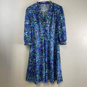 Vintage Dress Boho Festival Prairie Floral Hippie Blue Purpl Semi Sheer Midi - Picture 1 of 12