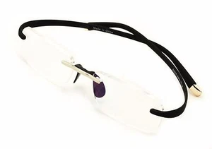 Randlose leichte rechteckige Memory Flex Rahmen klare Linse Brille optisch - Bild 1 von 2