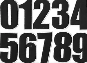 Black Numbers Iron on Embroidered Patch Fabric Badge 10.5cm - Picture 1 of 11