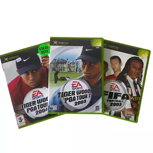 XBox Game Bundle x3 FIFA Football 2003 Tiger Wood PGA Tour con folletos EN CAJA - Imagen 1 de 6