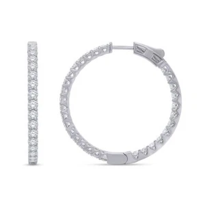 1-10 Carat GIA Authenticated Inside Out Lab Grown Diamond Hoop Earrings 14K Gold - Picture 1 of 19