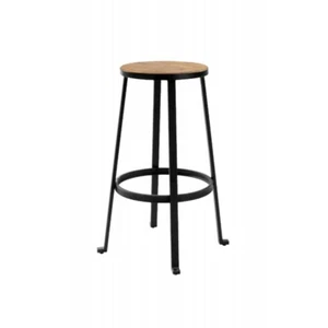 Taburete Interno Exterior Design Industrial Negro Asiento Maciza Olmo Acabado N - Imagen 1 de 2
