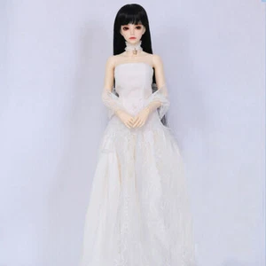 New White Dress clothes wig Hair Shoes For 1/3 BJD Doll Iplehouse SID Mari A - Picture 1 of 9
