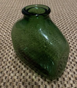 Handgefertigte mundgeblasene Glas Squat Pinched Pot Vase grün - Bild 1 von 19