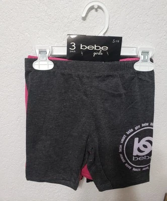 Pacote com 3 shorts de bicicleta femininos Bebe em cinza, rosa e preto tamanho P (7/8) - Imagem 1 de 4