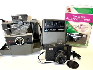 4 cameras 3 USED Polaroid 440, Kodamatic Champ, Time 35mm, New FUJI DISCOVERY 85 - Picture 1 of 24