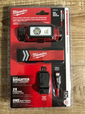 NEW! Milwaukee 2163-21 Red Lithium 600L Hard Hat Headlamp Rechargeable USC-C - Image 1 of 4