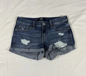 Hollister Damen blau Low Rise Distressed abgeschnitten Stretch Denim Shorts 27-5/4 - Bild 1 von 8