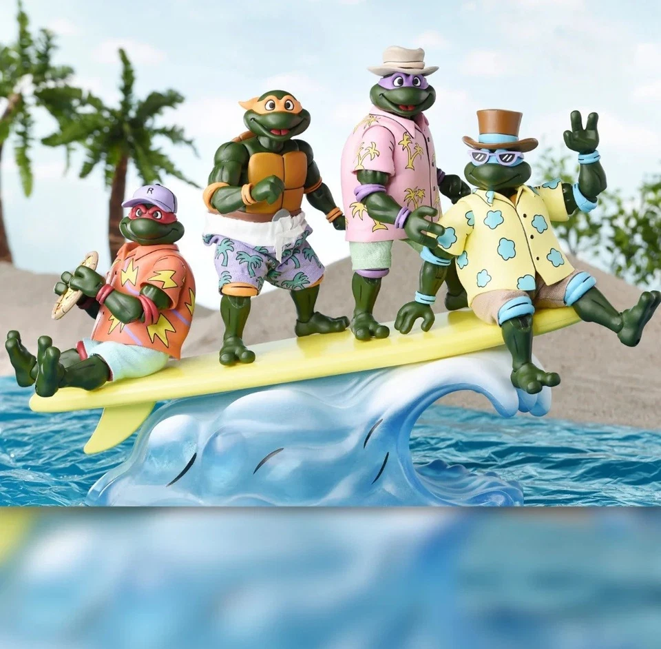  NECA TMNT Teenage Mutant Ninja Turtles Bodacious Beach Bros 4-Pack SDCC 2025