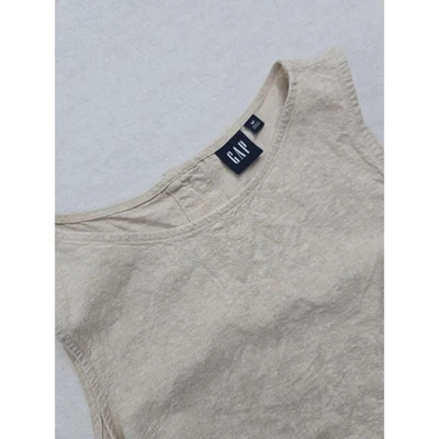 GAP亚麻混纺无袖背心女式中号米色休闲基本款 — 第 1/4 张图片