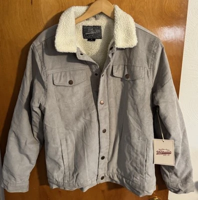Chaqueta de pana para hombre gris medio forrada de lana Sherpa Brooklyn tela Foto 1 de 4
