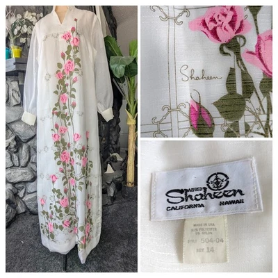 Vestido De Colección Alfred Shaheen Calif Hawaii Rosa Caftán Talla 14/L Firmado Mangas Transparentes Foto 1 de 4