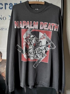 Camicia vintage anni 90 Napalm Death Nazi Punks Grindcore Death Metal carcassa sepolta - Foto 1 di 21