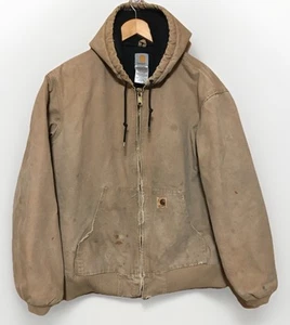 Carhartt Thrashed Hooded Jacket J130 Mens Large Tall Brown Distressed Destroyed - Picture 1 of 15