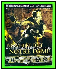 2003 NOTRE DAME v WASHINGTON STATE NCAA FOOTBALL PROGRAM 9/6/03 MINT - Picture 1 of 20