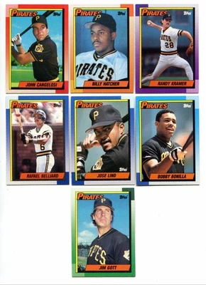 Lote de (7) tarjetas de béisbol Topps 1990 - Piratas de Pittsburgh Foto 1 de 2