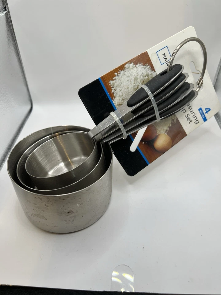 Measuring Cups, 4-Piece - Stainless Steel - Easy Grip Handles - Image 1 of 4