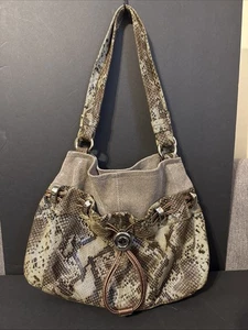 Bolso de Mano B Makowsky Piel de Serpiente Trufa Cuero EW Shopper ¡Bonito! ¡Limpio! - Imagen 1 de 9