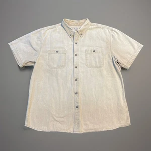 Vintage Blue Mountain Beige Denim Button Down Hemd XXL Workwear Utility Western - Bild 1 von 3