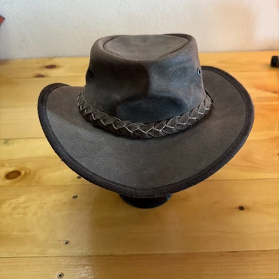 Sombrero de cuero para ganado australiano Barmah talla pequeña Eddie Bauer 1024 calabaza aceitado Foto 1 de 4