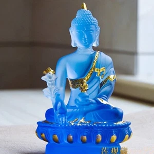 Glaze Medicine Buddha Statue Temple Home-based Indoor Worship Buddha Ornament - Picture 1 of 3