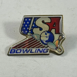 Team USA Bowling Emaille Anstecknadel Damen Int Bowling Congress rot weiß blau - Bild 1 von 3