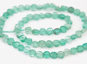 HALF STRAND LIGHT BLUE / GREEN APATITE SMALL COIN BEADS, 5 MM, GEMSTONE - Picture 1 of 1
