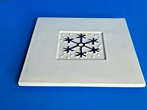 Crate and Barrel Snowflake Trivet Tile Ceramic Blue White 8" Sq Made in Italy - Picture 1 of 9