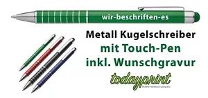 Werbeartikel Metall Kugelschreiber mit Touch-Pen inkl Gravur, Wunschgravur, Logo - Bild 1 von 4