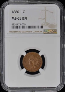 1880 Bronze Indian Cent 1C NGC MS65BN - Picture 1 of 4