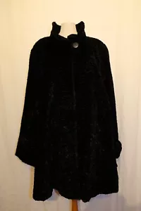 Chaqueta corta LUCA PAGANINI elegante falsa piel persa negra M NUEVA - Imagen 1 de 5