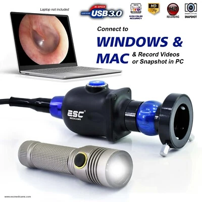 USB Endoscopy Camera HD w/ Portable Cold LED Light Source for Rigid Endoscopes - Image 1 of 4
