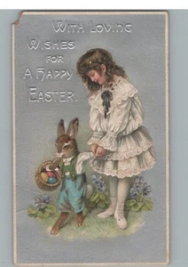 With Loving Wishes for A Happy Easter Easter Anthropomorphic Fantasy Postcard - Picture 1 of 2