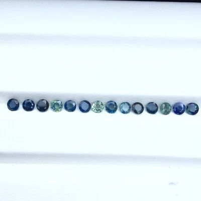 Unheated teal blue green sapphire round cut good color 14 pieces 3.10 carat - Image 1 of 4